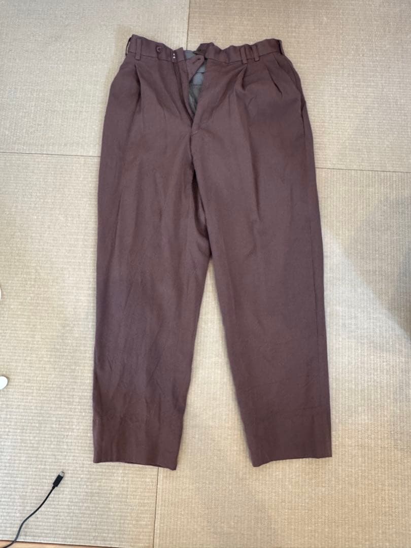 古着 ライトブラウン 2タックウールスラックス