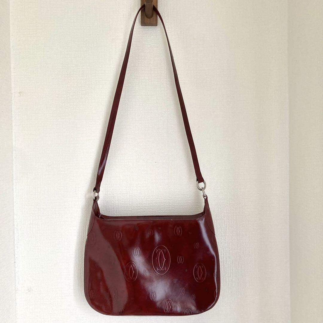 Cartier ショルダーバッグ ハッピーバースデー柄 ワインレッド