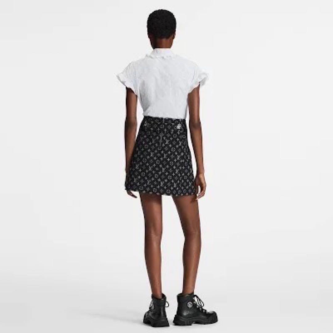 LOUIS VUITTON 19AW モノグラム フリルブラウス ゴールド 40 LOUIS VUITTON 19AW モノグラム フリルブラウス ゴールド 40