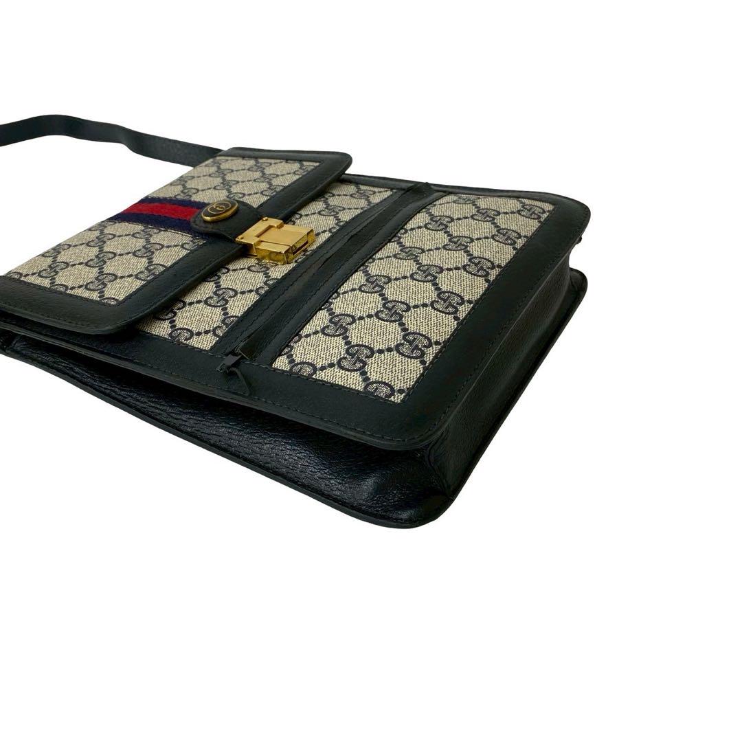 極 美品 オールドグッチ シェリーライン GG ロゴ レザー ショルダーバッグ 極 美品 オールドグッチ シェリーライン GG ロゴ レザー