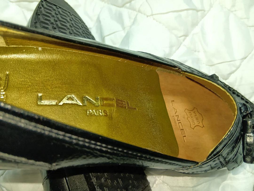 送料込みLANCERブラック本皮シューズ 日本製24.5 EE新品