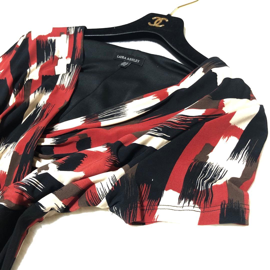 ほぼ新品　ローラアシュレイ　カシュクールワンピース　着物風　極上Aライン　秋冬⭕️ 