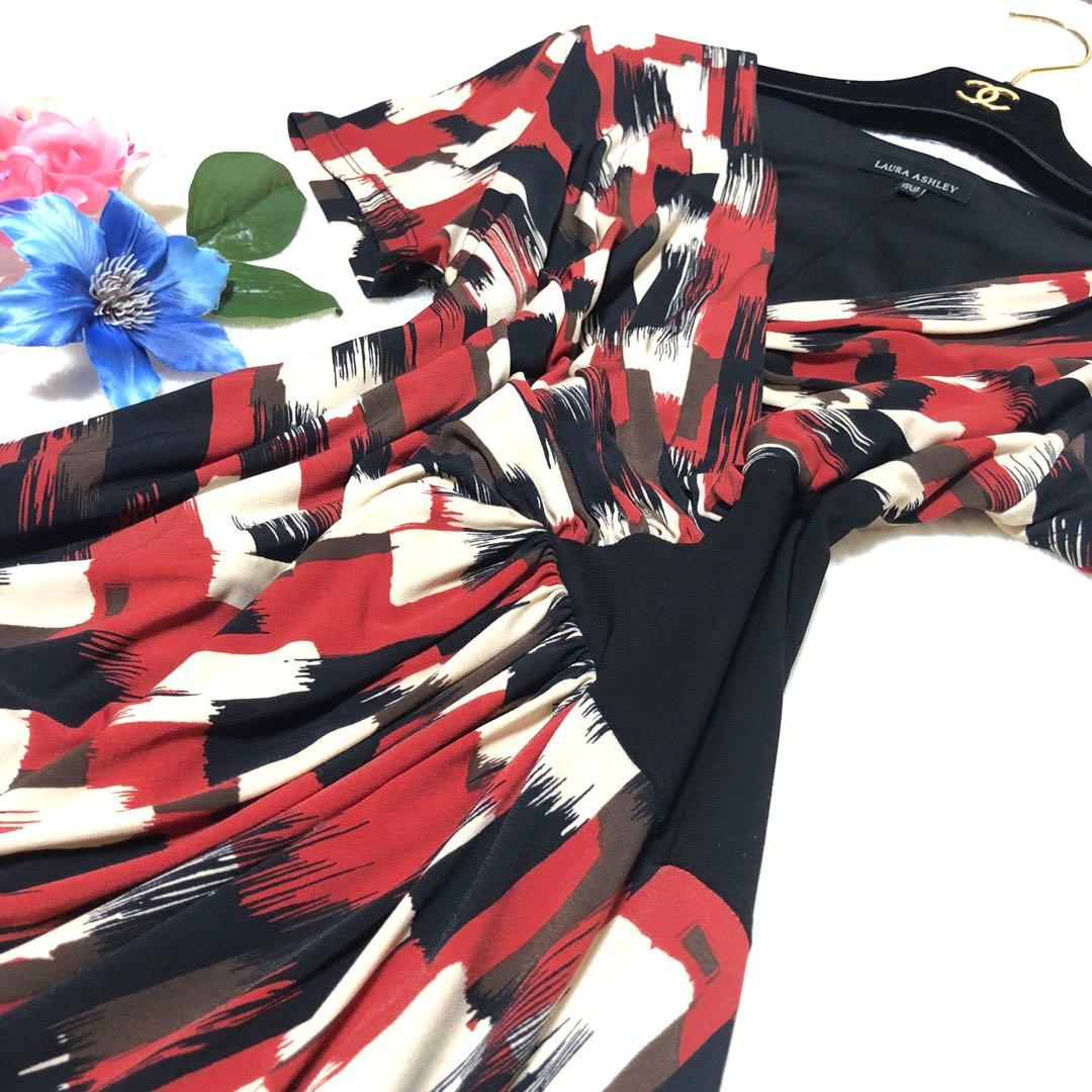 ほぼ新品　ローラアシュレイ　カシュクールワンピース　着物風　極上Aライン　秋冬⭕️ 