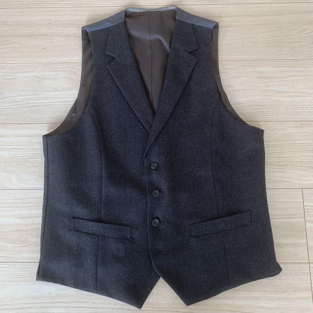 3ピースSUIT SELECTグレンチェック NEW ZEALAND WOOL