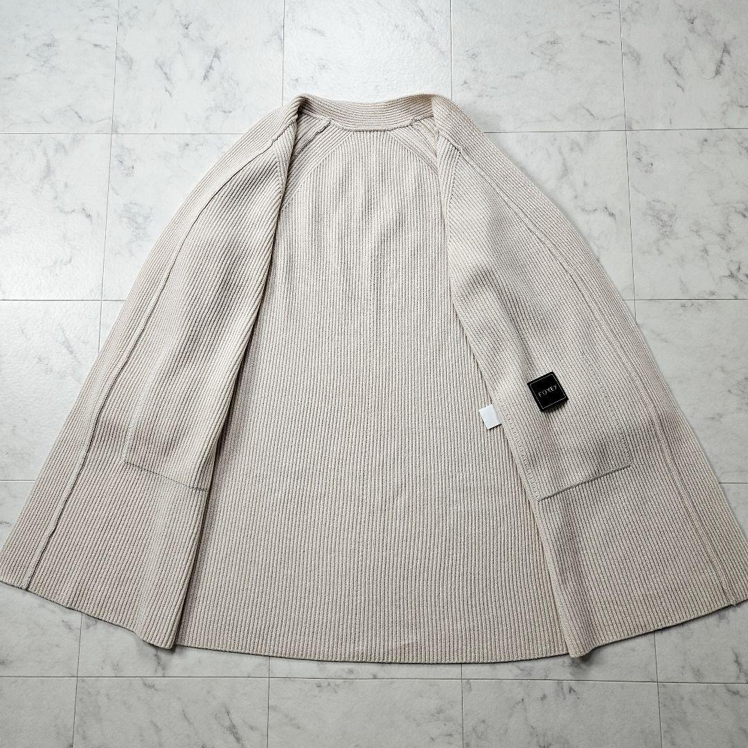 【美品】フォクシー　カシミヤ　シルク　ウール　カーディガン　折り返し袖