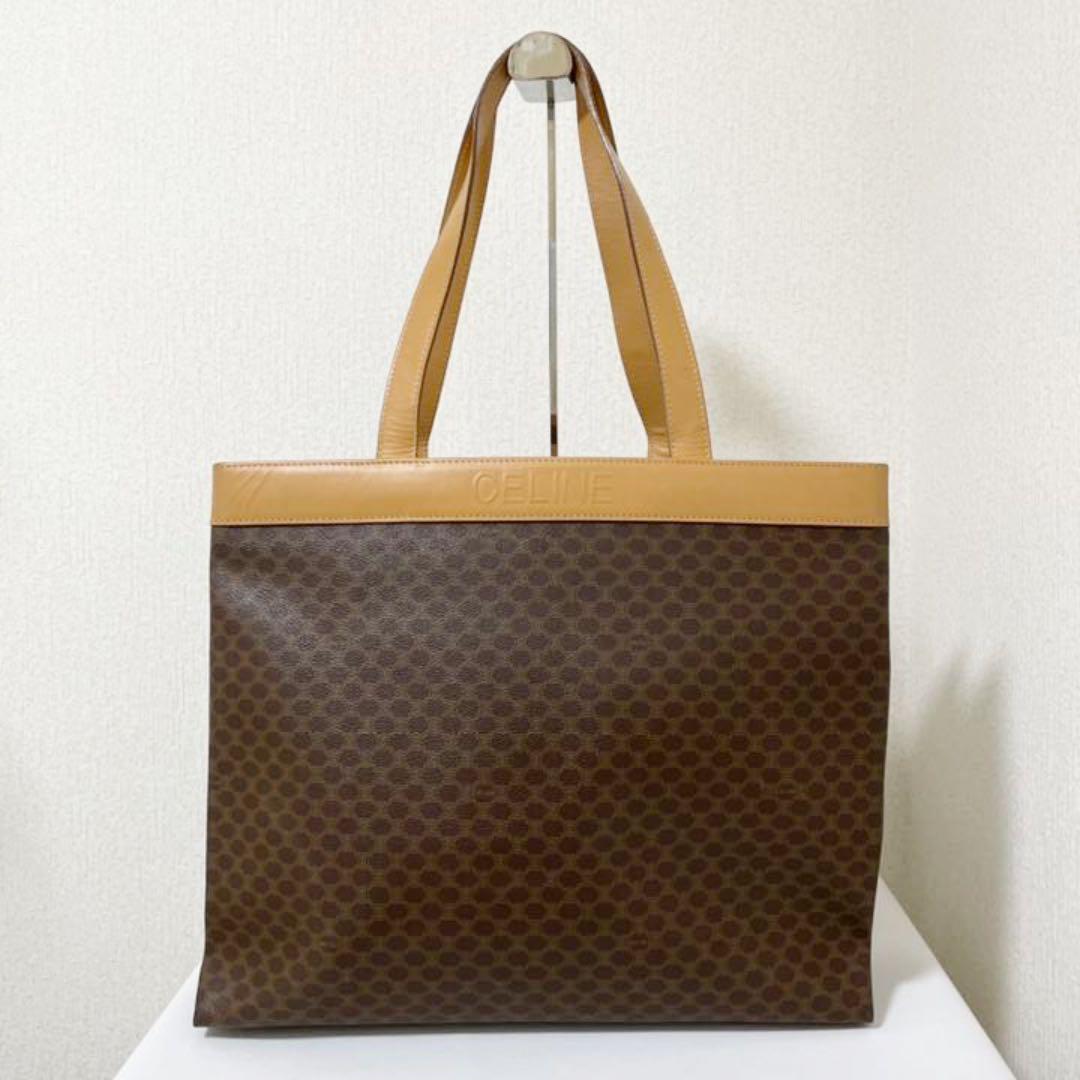 削減 【美品】セリーヌ トートバッグ マカダム 大容量 カバン A4収納