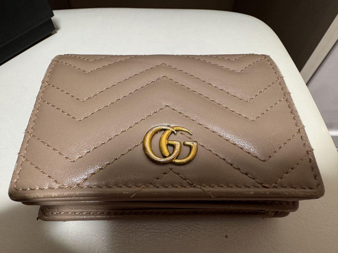 GUCCI グッチ 二つ折り財布 レディース GGマーモント ピンク