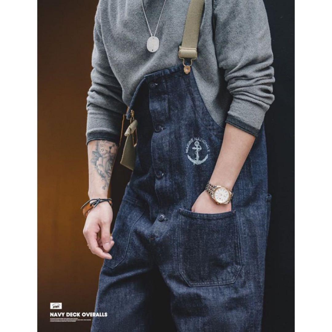 アメリカンレトロ海軍デッキオーバーオール デニム #menswear