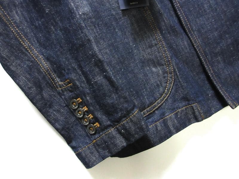 新品 LARDINI ラルディーニ コットン リネン デニム ダブル ジャケット
