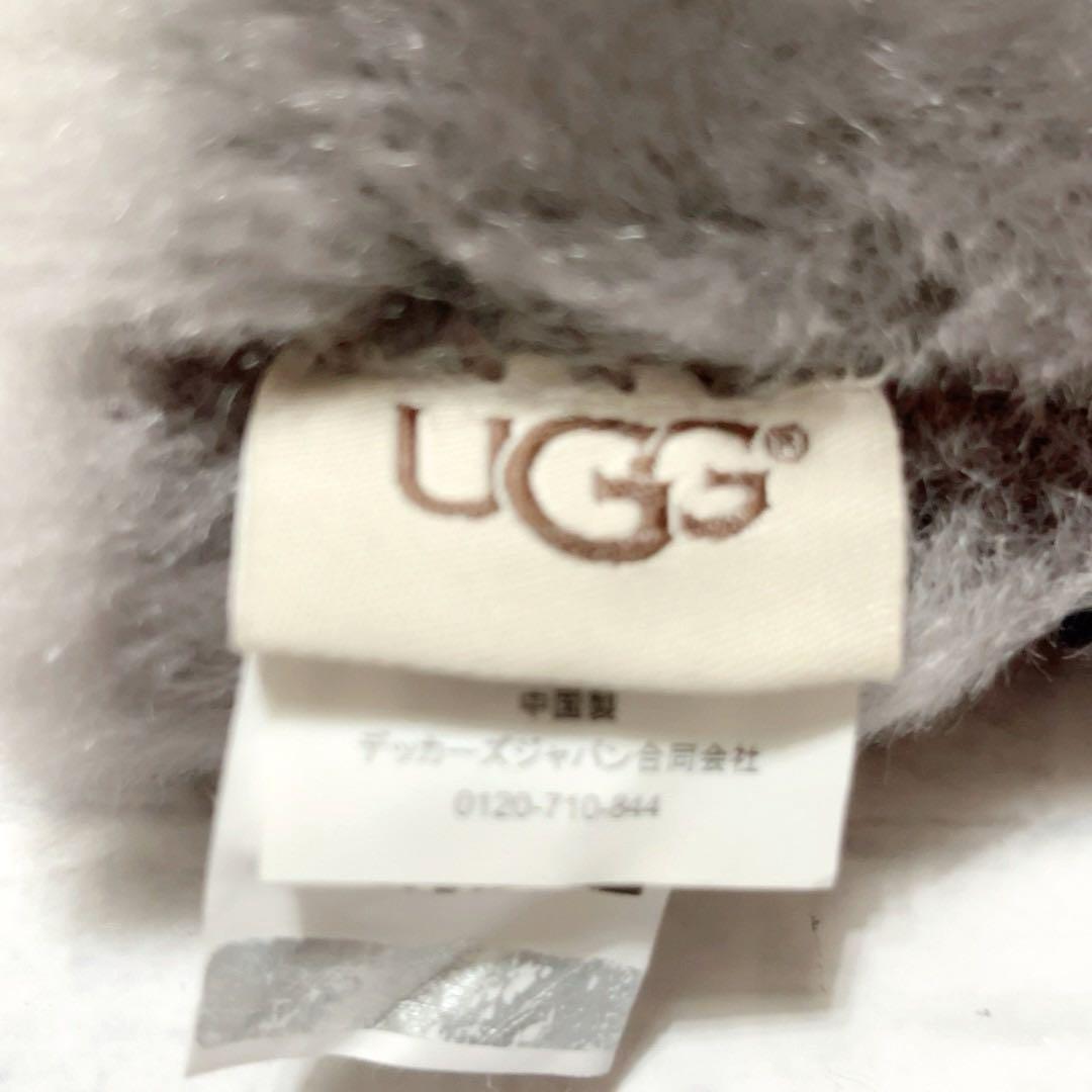 極美品 UGG 手袋 ブラウン シープスキン 羊革 へリテージ ロゴ S/M