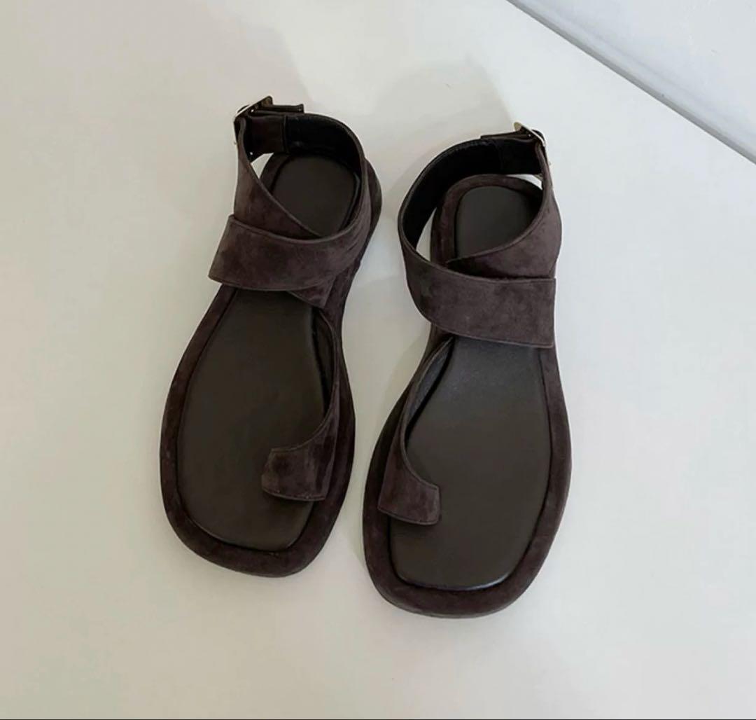 GIA/RHW アンクルストラップスエードサンダル ブラウン 即納 37