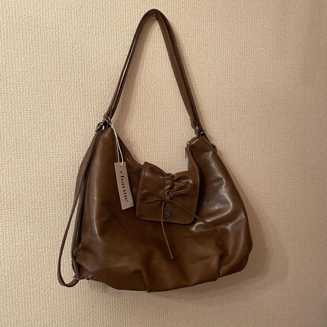 charme センターリボン3wayレザーバッグ ブラウン charme センターリボン3way レザーバッグ - メルカリ