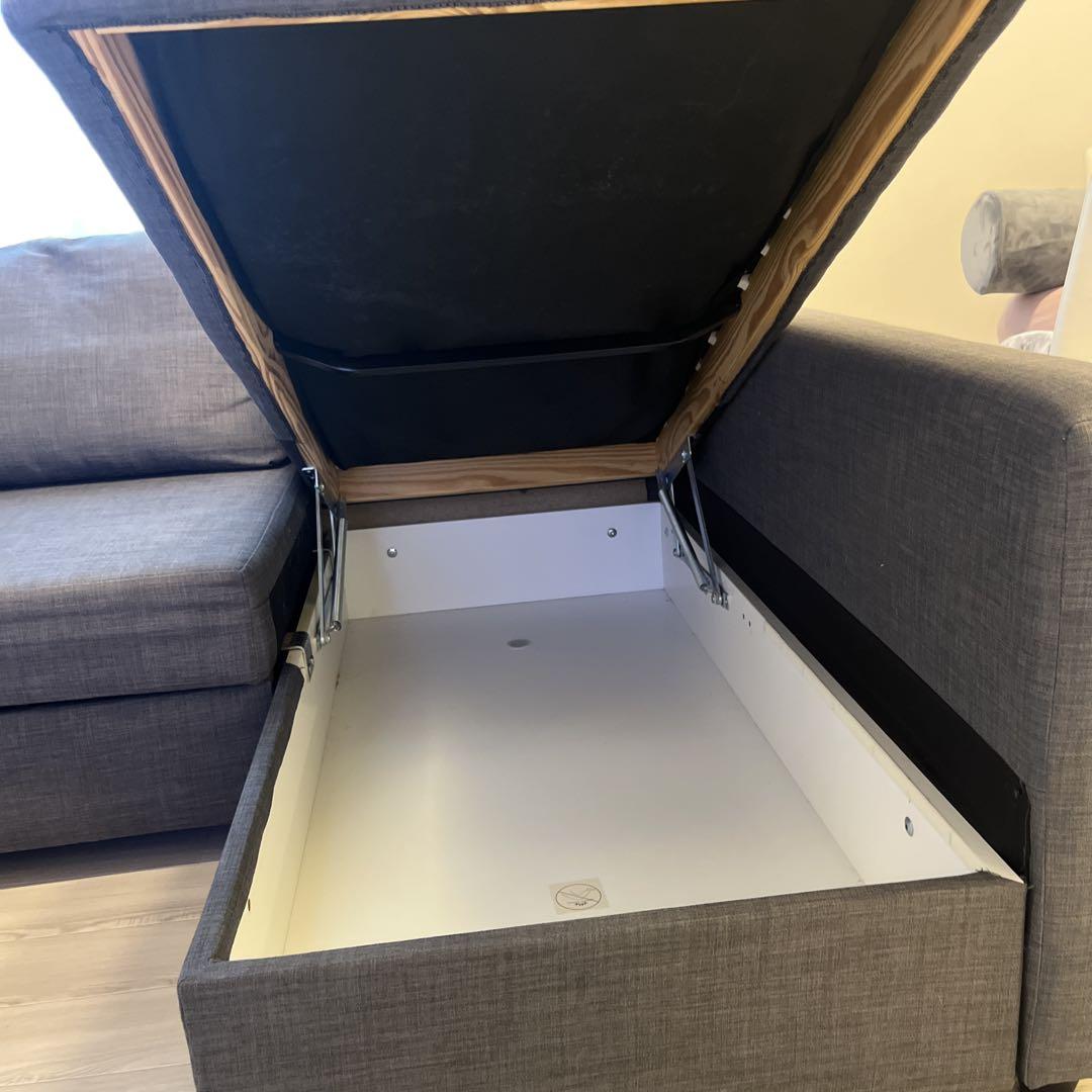 直接引取】IKEA FRIHETEN ソファベッド ダークグレーフリーヘー
