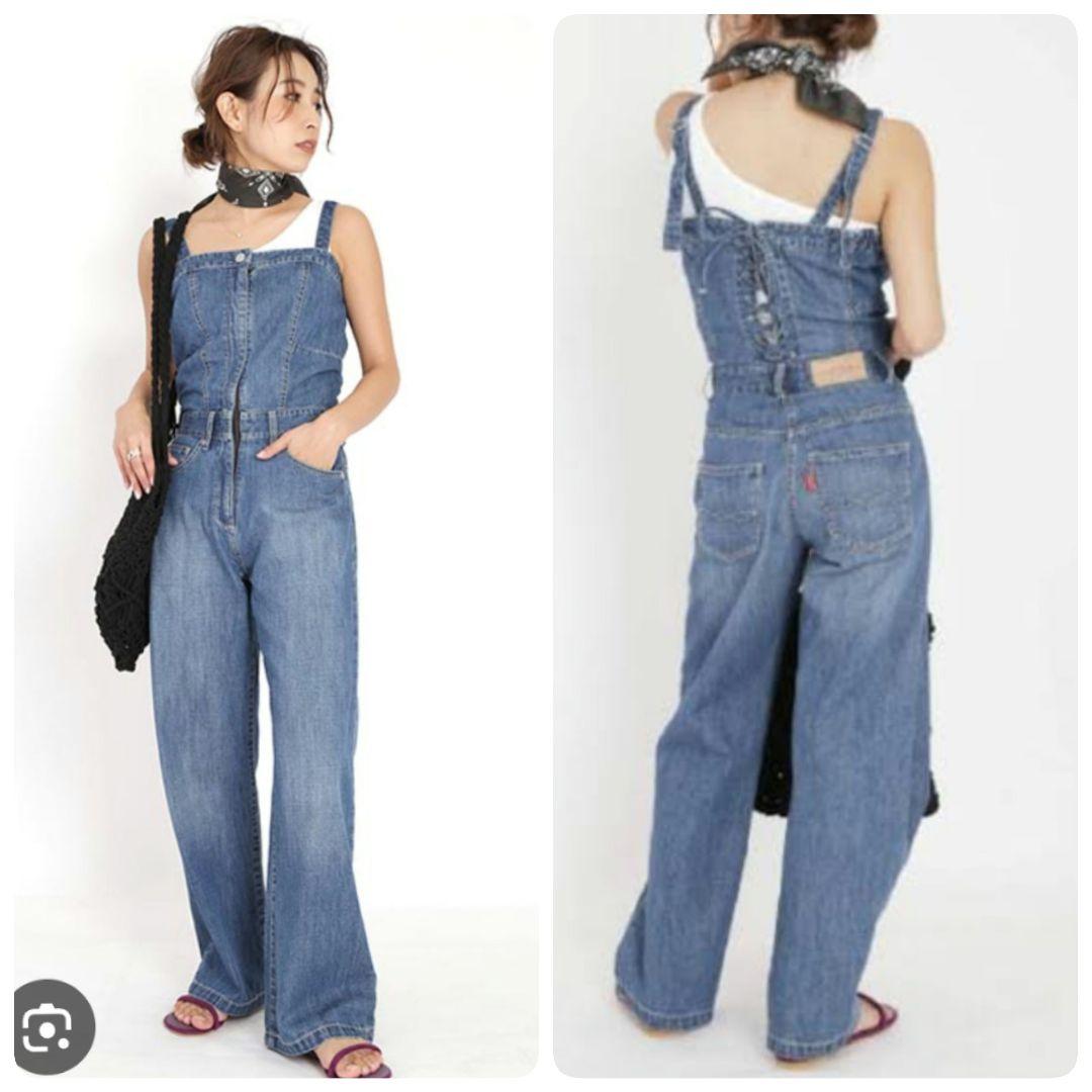 アングリッド　レースアップデニムコンビネゾン ブルー　S