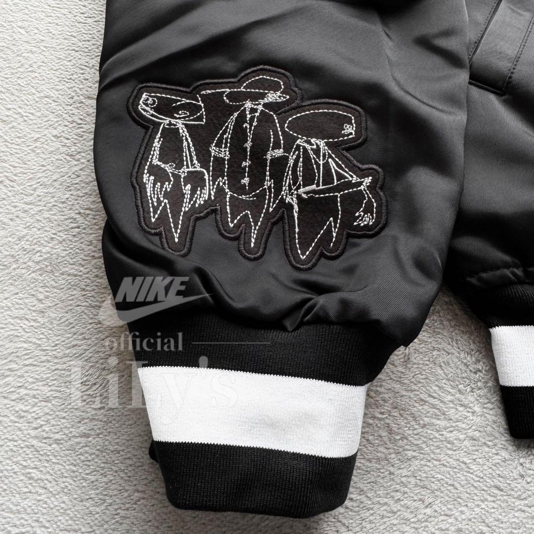 1新品NIKEブレイキン　サテン　ジャケット　2XLサイズ　MA-1　黒ブラック