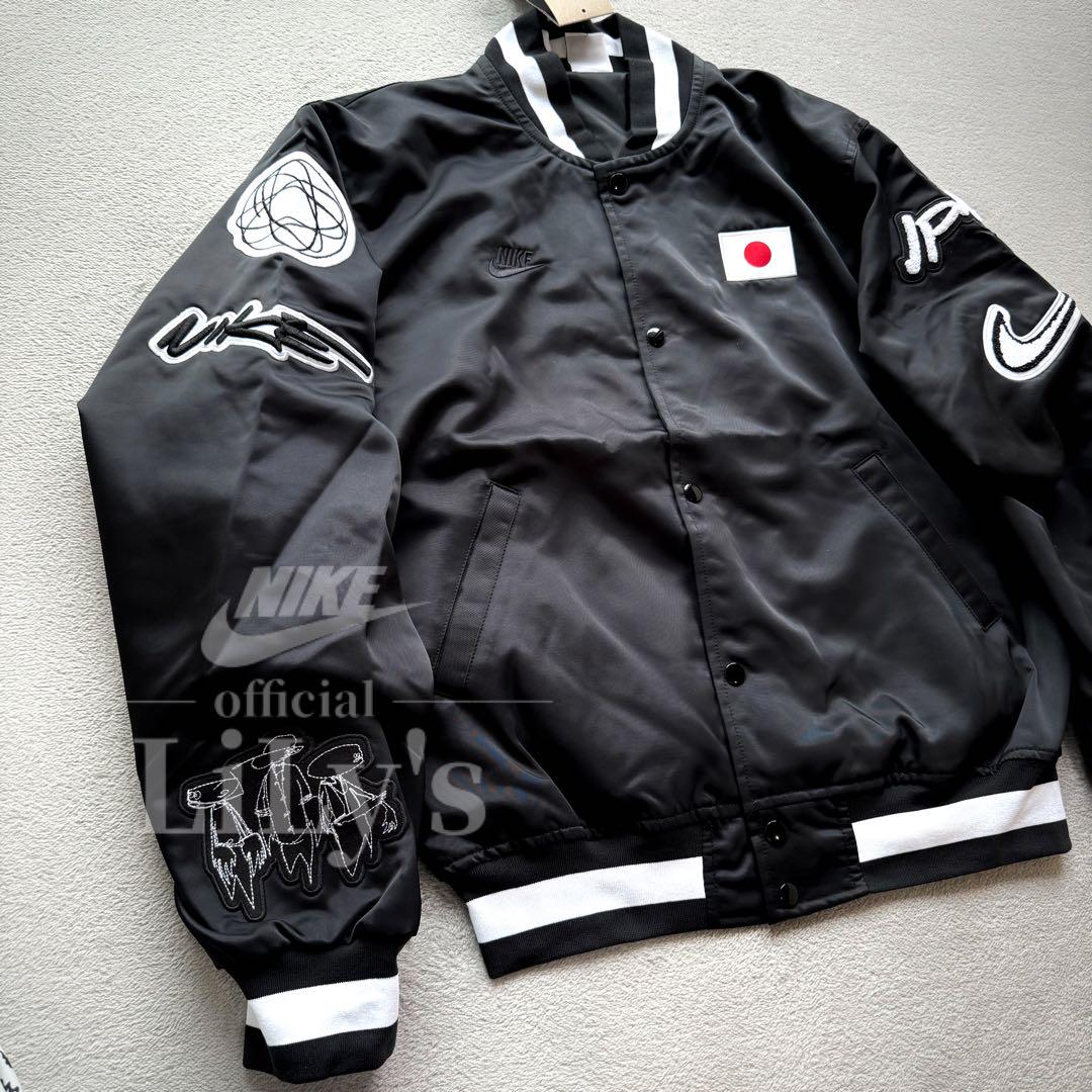 1新品NIKEブレイキン　サテン　ジャケット　2XLサイズ　MA-1　黒ブラック