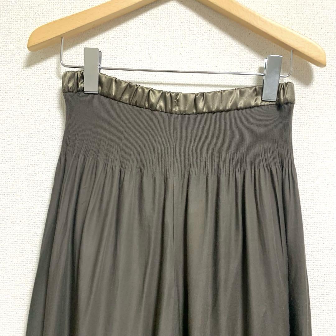 Gabardine K.T洗える キュプラレーヨン ゴムガウチョパンツ カーキ Gabardine K.T洗える キュプラレーヨン ゴムガウチョパンツ