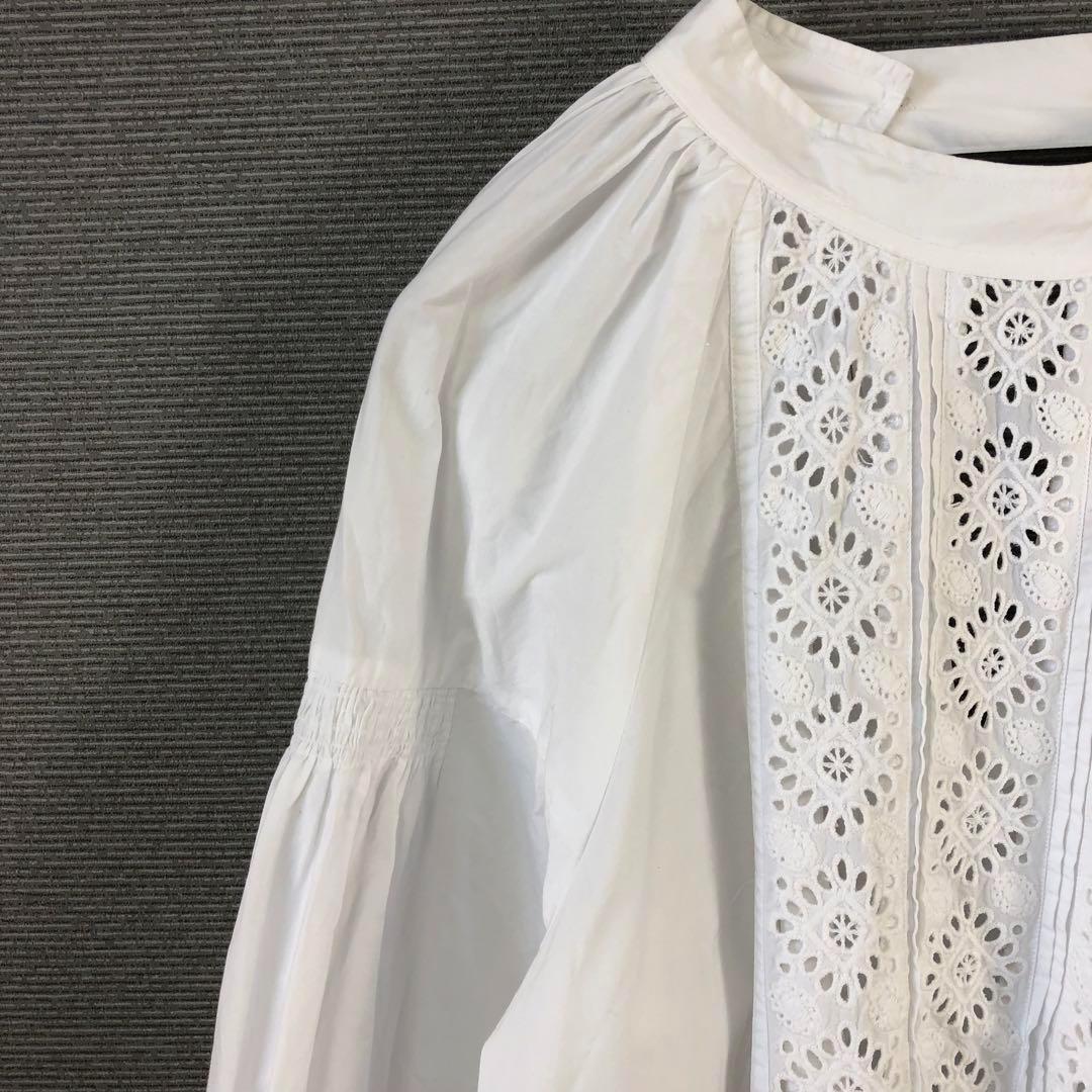 ne quittez pas フロントレースタックチュニック ホワイト