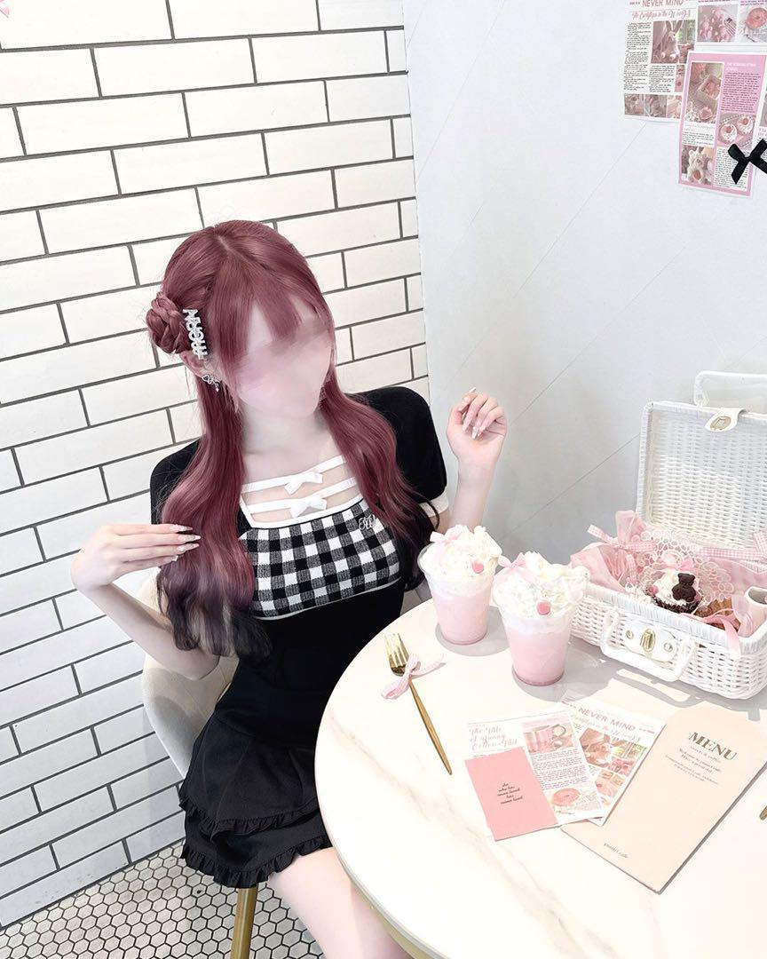 新品未使用　HONEY MEW ダブルリボンギンガムトップス　F ブラック