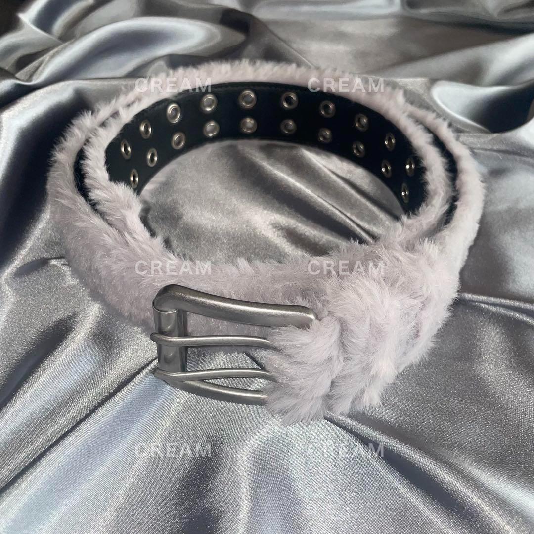 【即発】ファーベルト fancy fur long belt グレー AFB