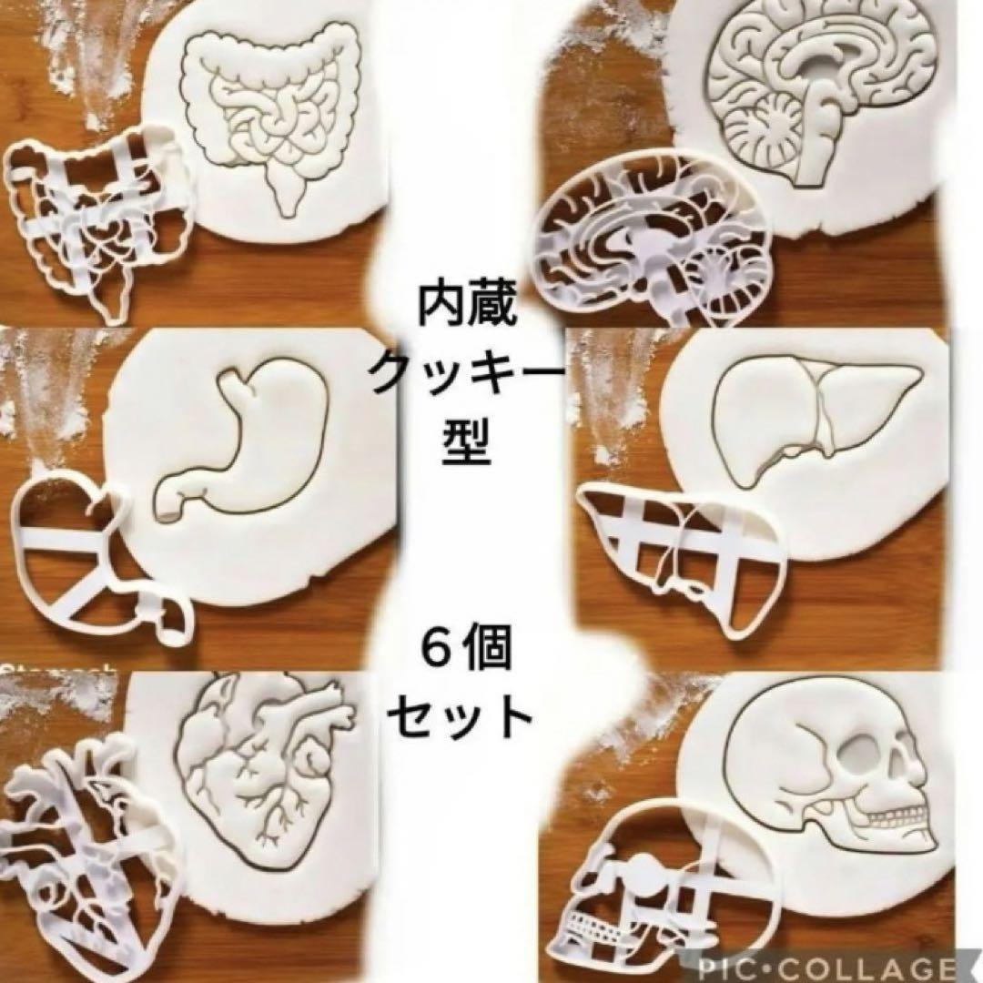 セール☆ クッキー型内臓６個セット臓器型クッキー 骸骨 心臓 胃 腸g