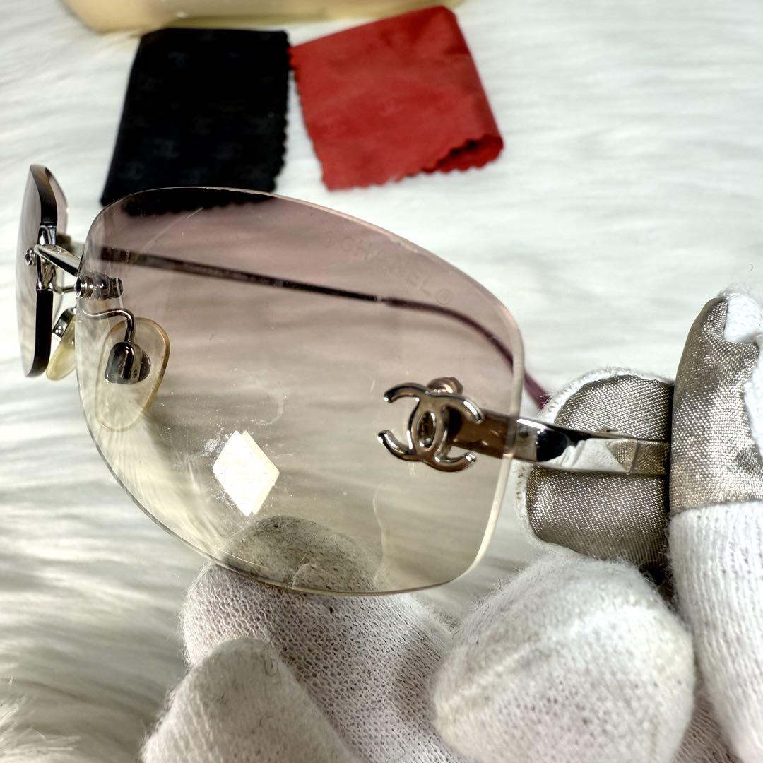 CHANEL サングラス 4002 リムレス ココマーク メタル ピンク