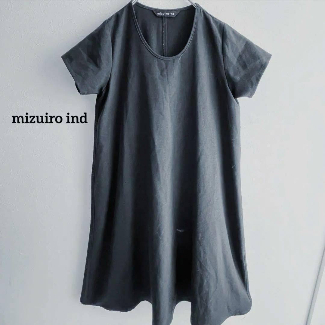 mizuiro ind 半袖 フレア ロングワンピース オーバーサイズ 黒