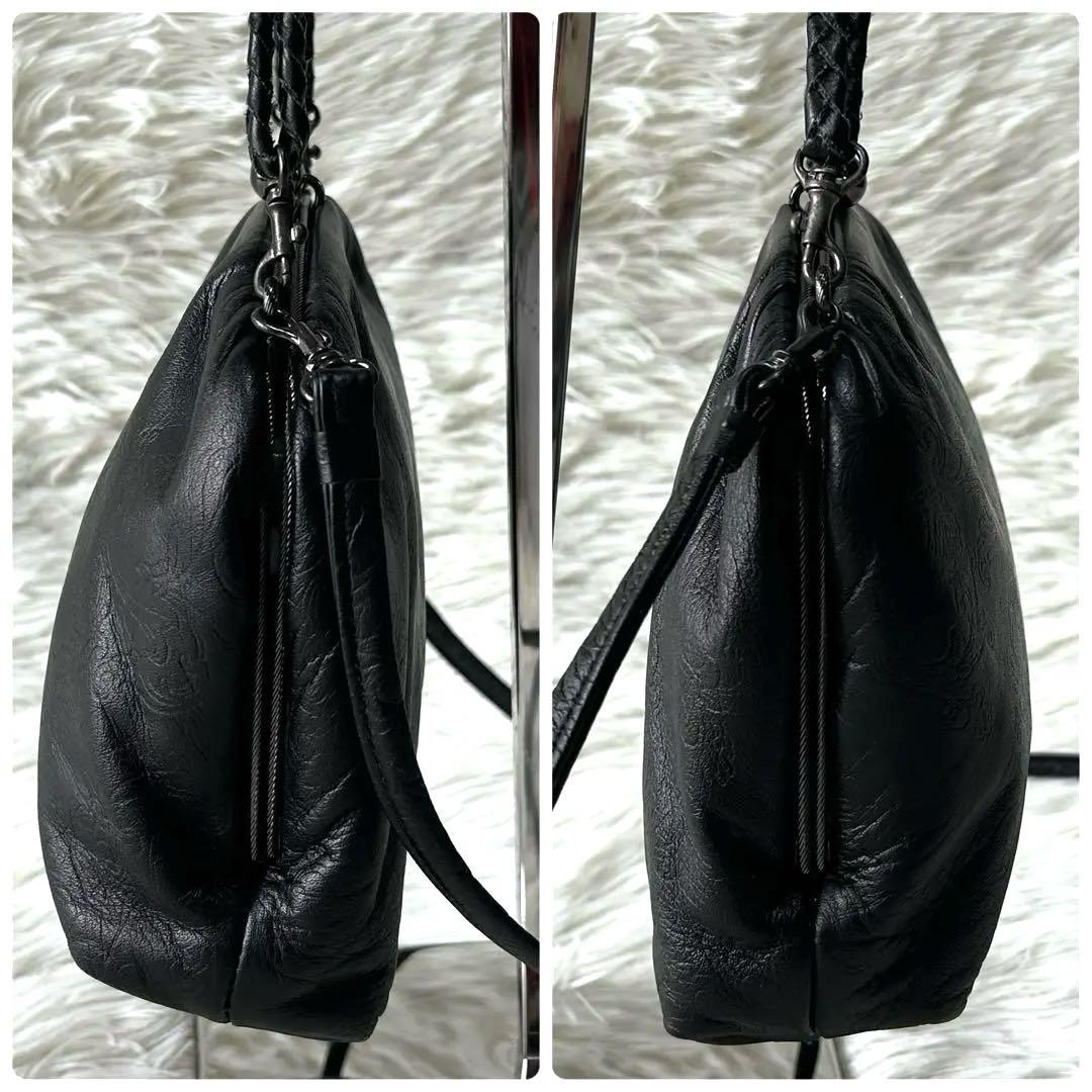 美品✨GINZA ANGEL 2way がま口 ハンドバッグ 良質 レザー 黒
