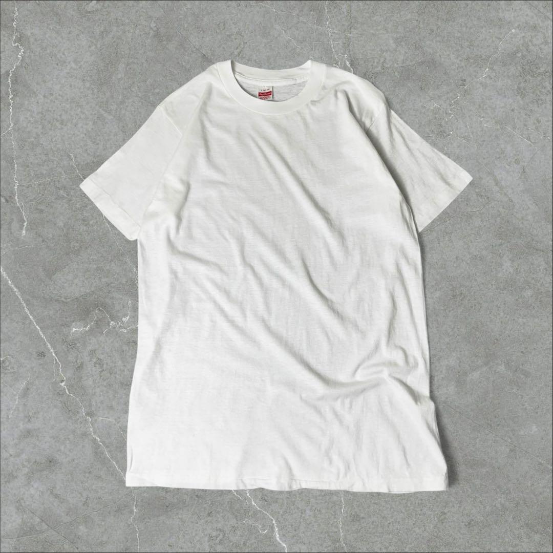 80s 米国製 HealthKnit シングル 無地 ブランク Tシャツ 白 L