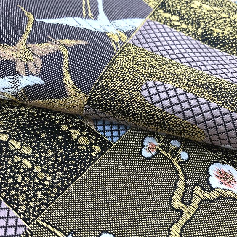 306my70〇金糸 牡丹 梅 菊 鶴 鹿 袋帯〇美品
