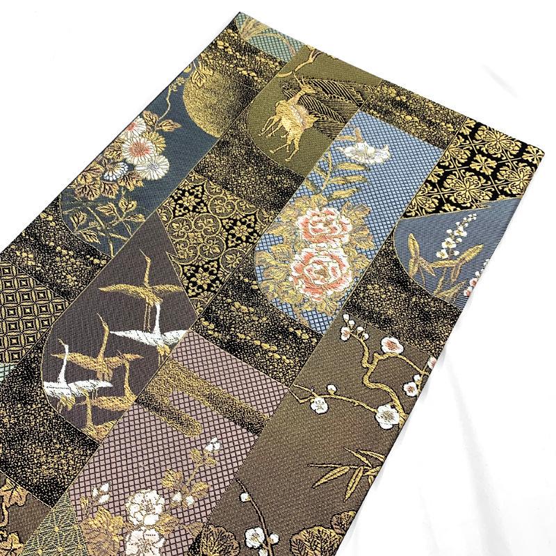 306my70〇金糸 牡丹 梅 菊 鶴 鹿 袋帯〇美品