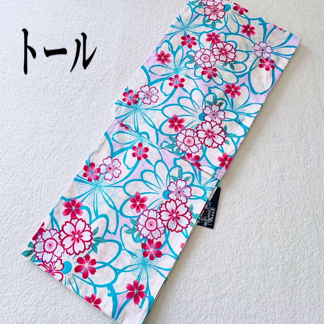 新品　浴衣　背が高い　TL トール　プレタ　桜　大正モダン　清楚な高級綿浴衣