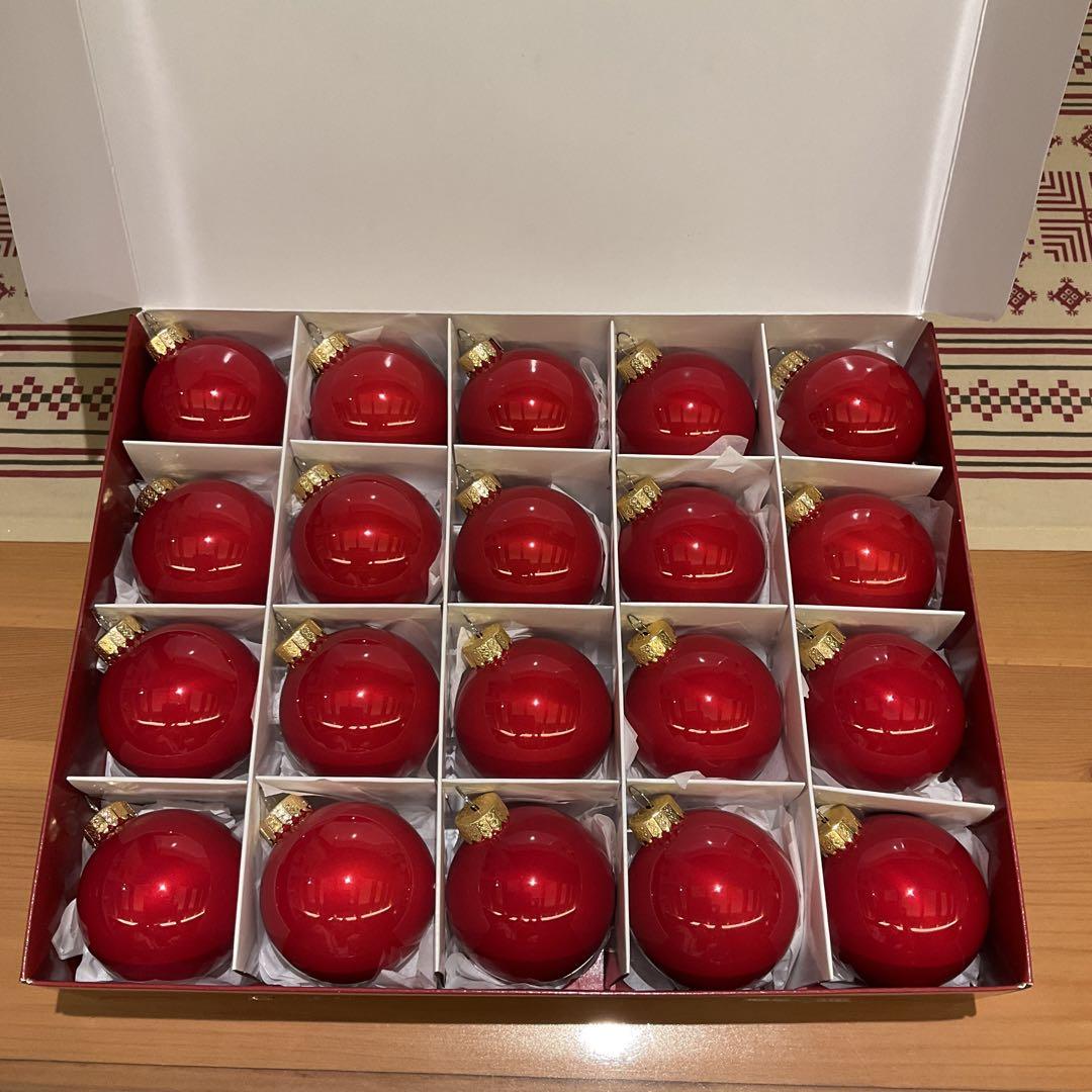 ヴィンテルフィントクリスマスオーナメントガラス6cm20P レッド