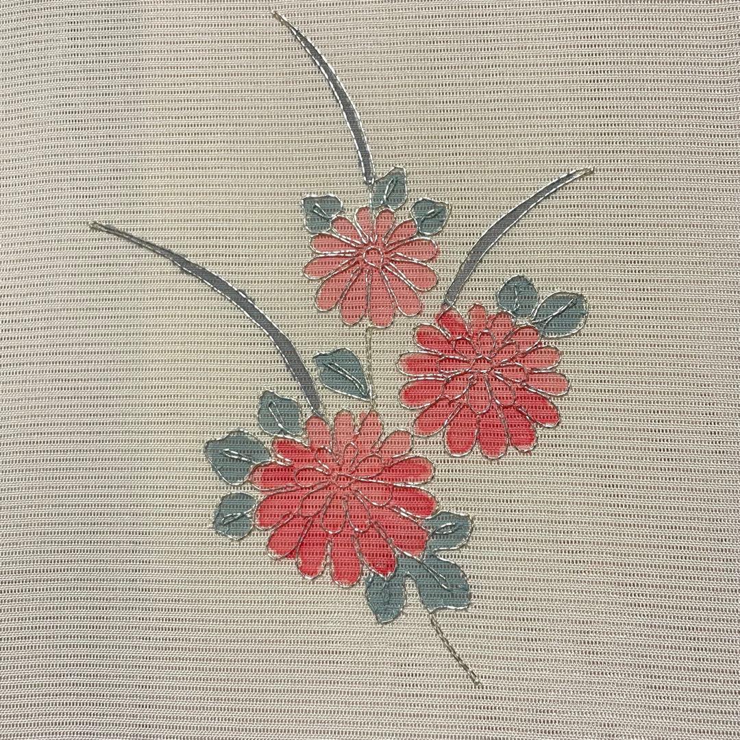 D521 夏着物　総刺繍　訪問着　花模様　絽　正絹　極美品