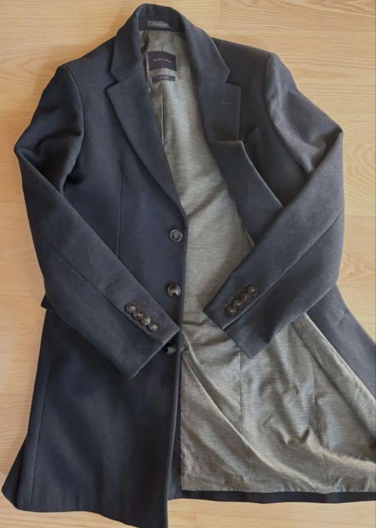 ZARA　ザラ　 ロングコート サイズ　LL　濃紺　ネイビー