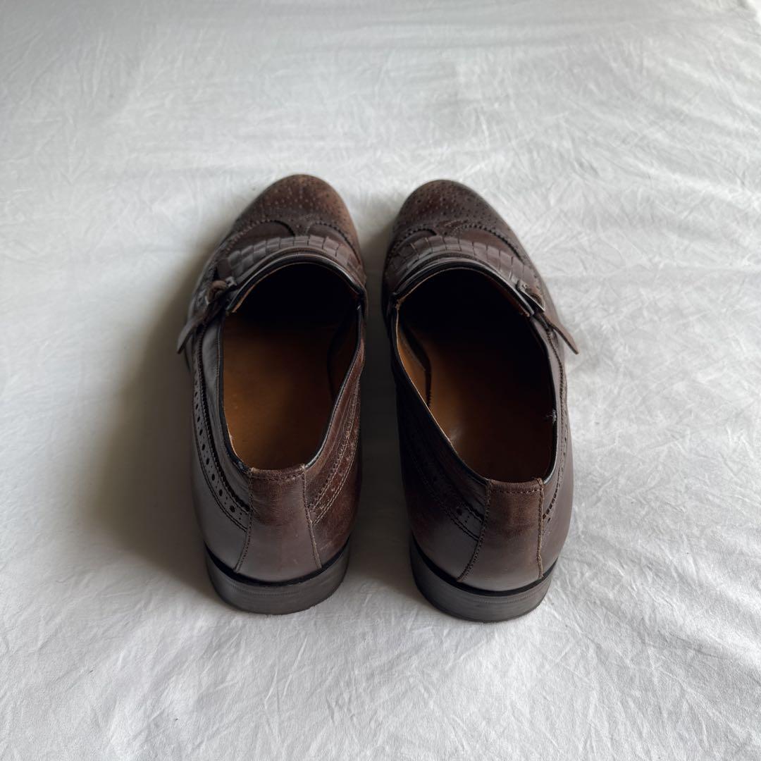 靴 zara brown vintage taste fringe loafer,
