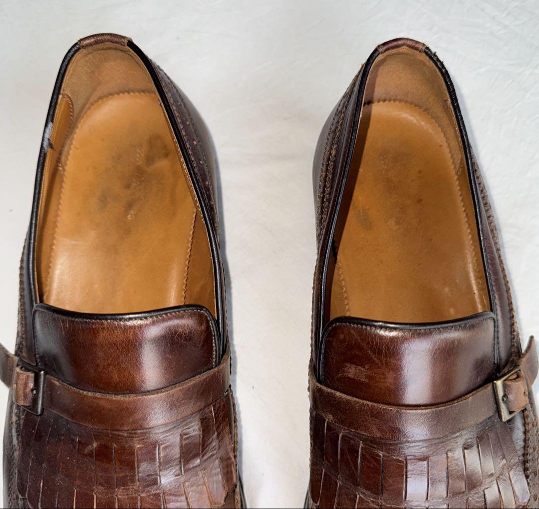 靴 zara brown vintage taste fringe loafer,