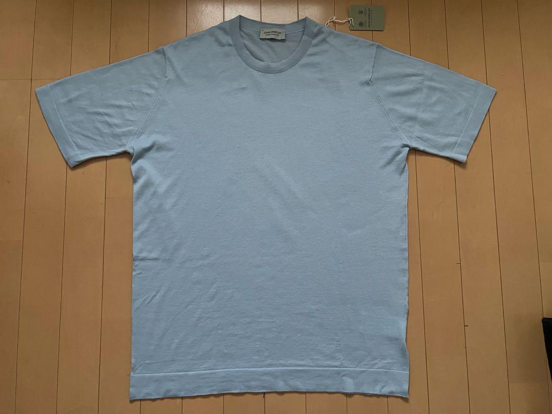 JOHN SMEDLEY 半袖　ニット シーアイランドコットン　L 水色 新品