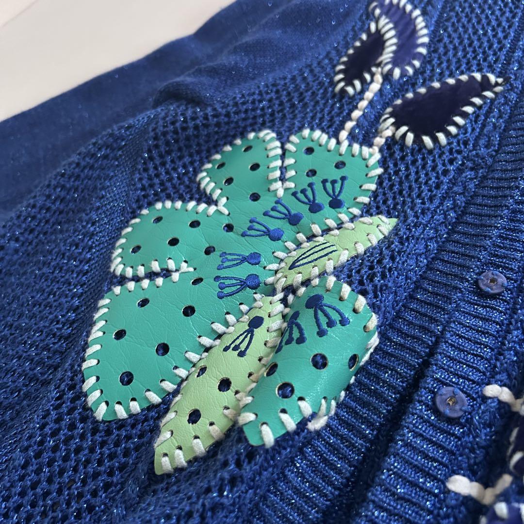 TOKUKO 1er VOL 春夏 ニット カーディガン レザーデザイン 花柄
