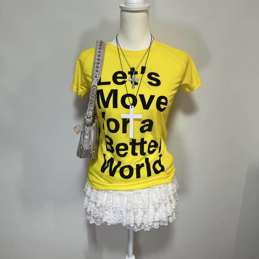 平成ギャルy2k グランジ ピチT Tシャツタイト 黄色 speedstar Tシャツ ピチT y2k 平成ギャル グランジ 半袖 トップス イエロー