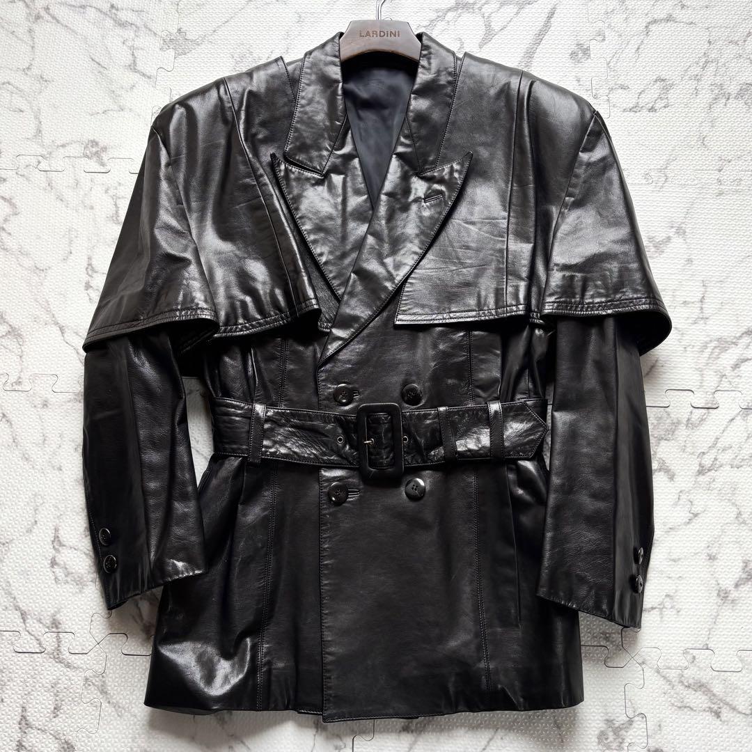 超希少✨ルナマティーノ レザージャケット 本革 ベルト付き 黒 超希少✨ルナマティーノ レザージャケット 本革 ベルト付き 黒