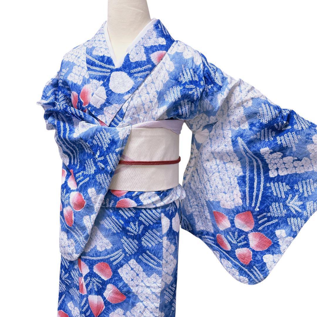 m1440＊美品 有松鳴海絞り 夏着物 綿 手縫い仕立て 高級浴衣 新品 有松鳴海絞り お仕立て上がり品 夏着物 綿 仕付け糸付 高級