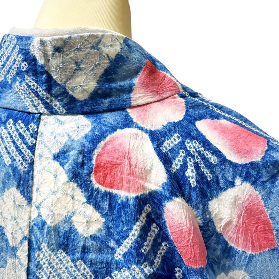A63有松鳴海絞り 高級浴衣 花 綿 美品 手縫い仕立て - メルカリ