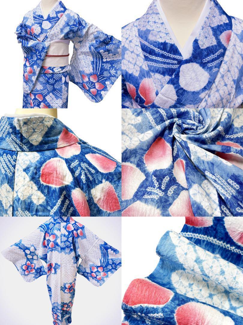 ✼••  ❀レトロ♡“有松鳴海絞り❤️最終お値下げ中。高級浴衣！ 手縫い仕立て” 中古】 夏物 本場有松鳴海絞り 浴衣 リサイクル 有松 ゆかた