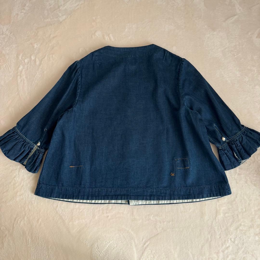 【美品】45R 小麦デニムのレフアブラウス 七分袖 ブラウス デニム 【美品】45R 小麦デニムのレフアブラウス 七分袖 ブラウス デニム