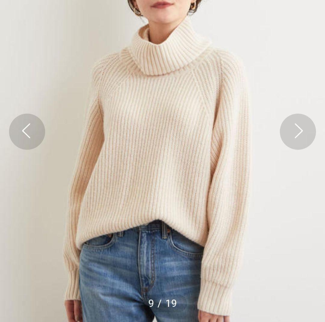 美品 グリーンレーベルリラクシング タートルネックウールセーター ウール混