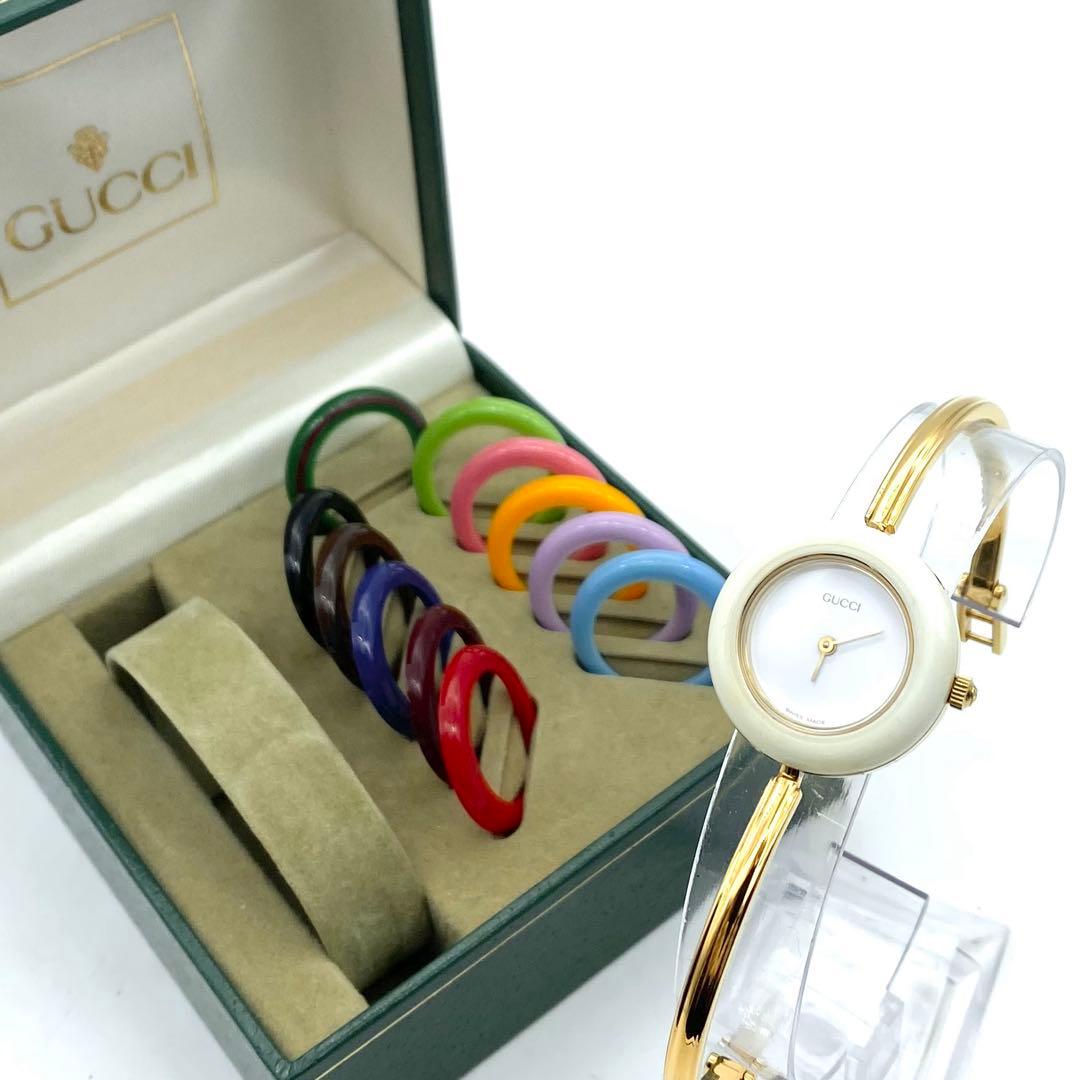 きなこもかです　美品☆稼働　GUCCI　新品電池　チェンジベゼル　腕時計