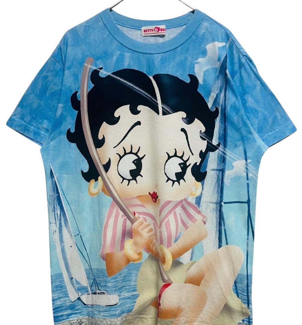 【30％OFF】 BETTY BOOP ベティちゃん 釣り 全面 大判 両面プリント Tシャツ トップス