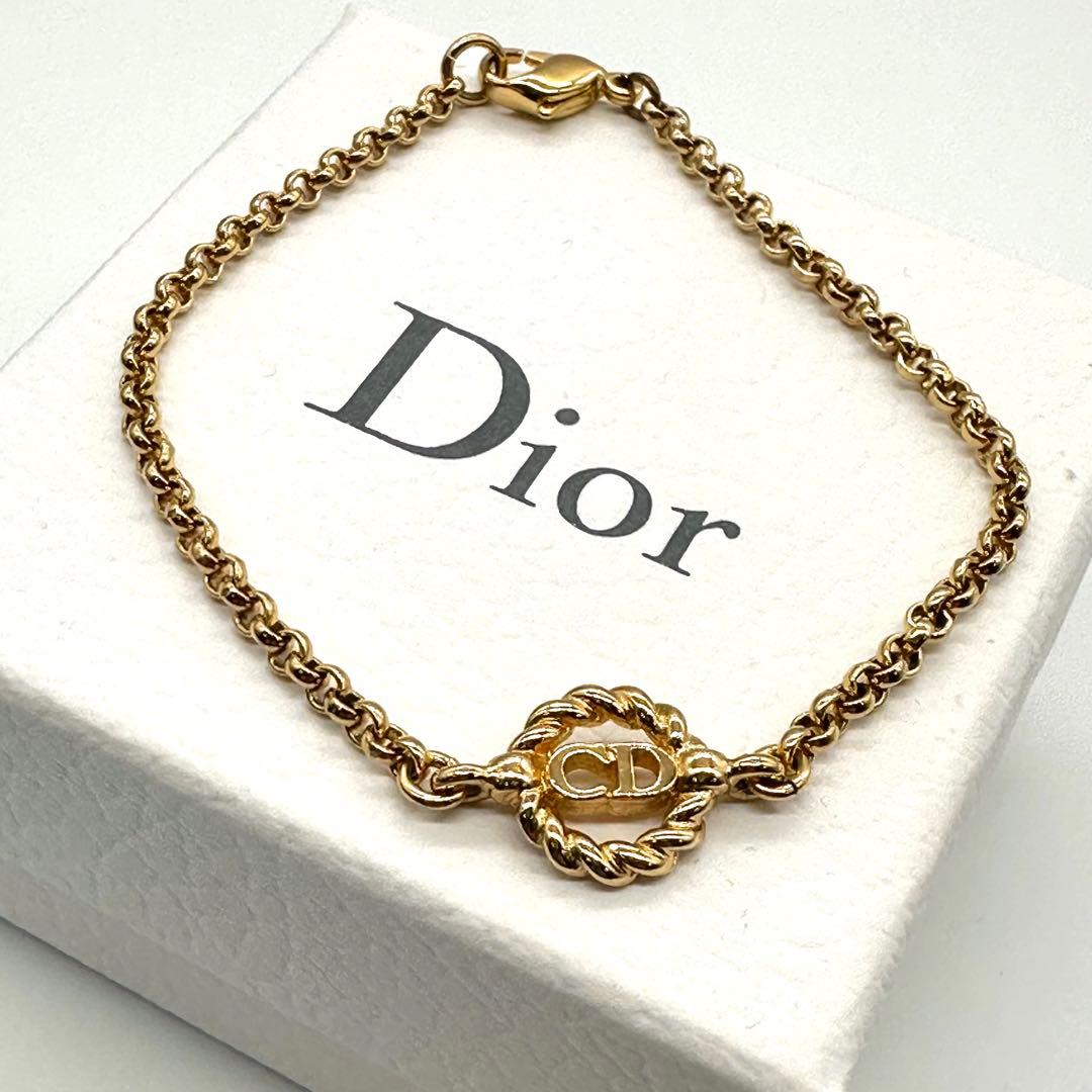 ★美品★Christian Dior ブレスレット ロゴエンブレム ゴールド