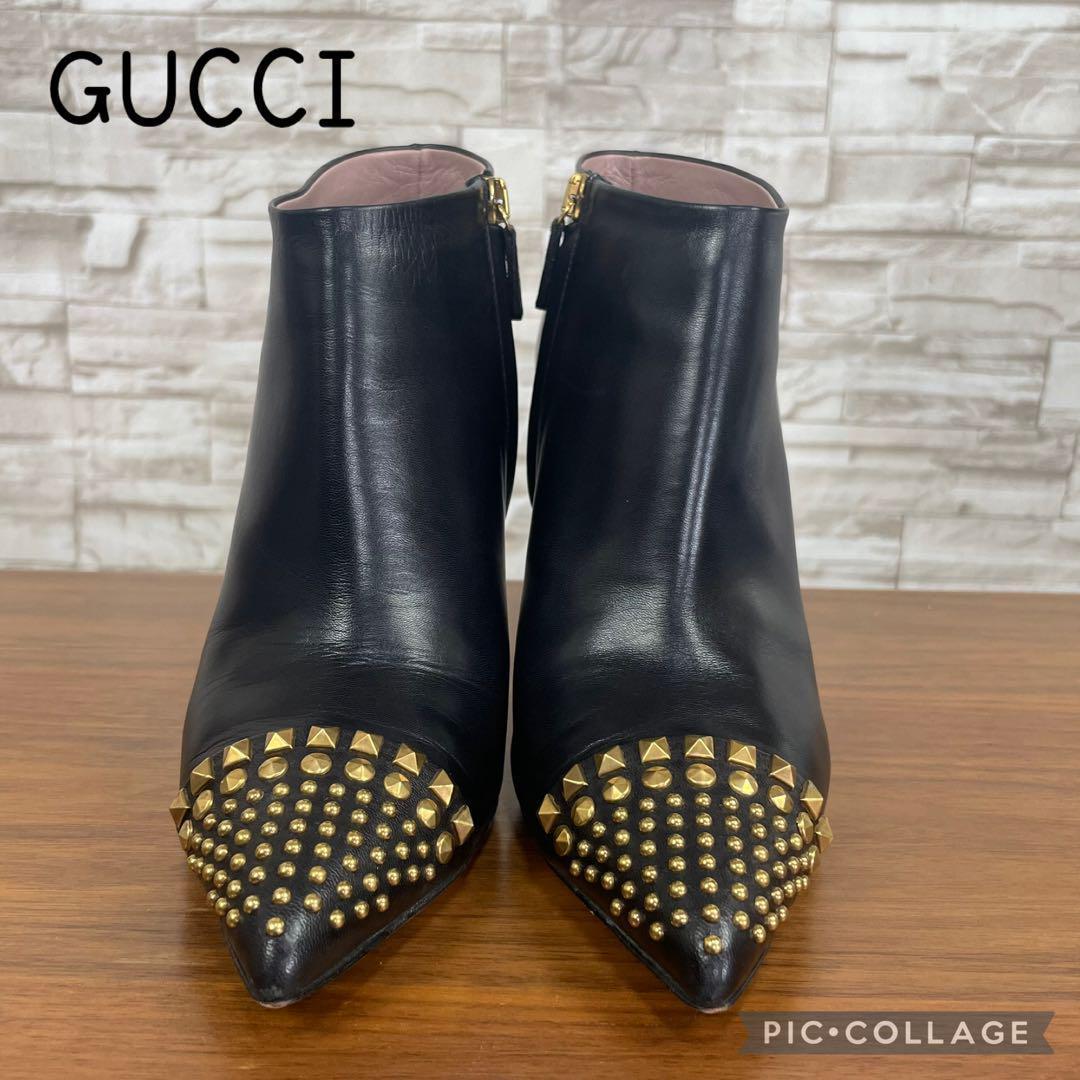 入荷now 口コミ 良品】GUCCI☆ショートブーツ ブーティ サイドジップ スタッズ 靴